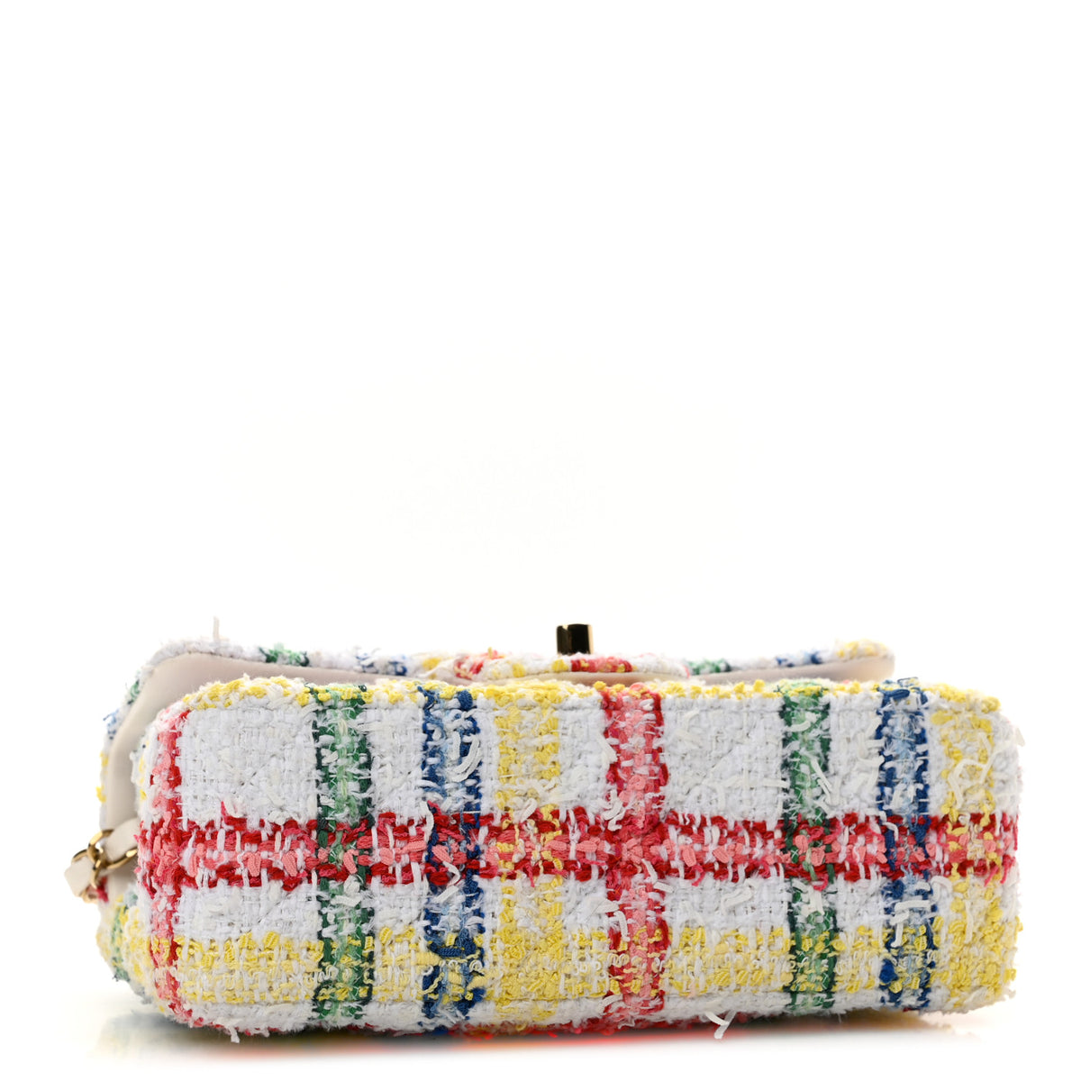 Chanel Tweed Quilted Mini Rectangular Flap White Red Yellow Blue Green 4 of 12
