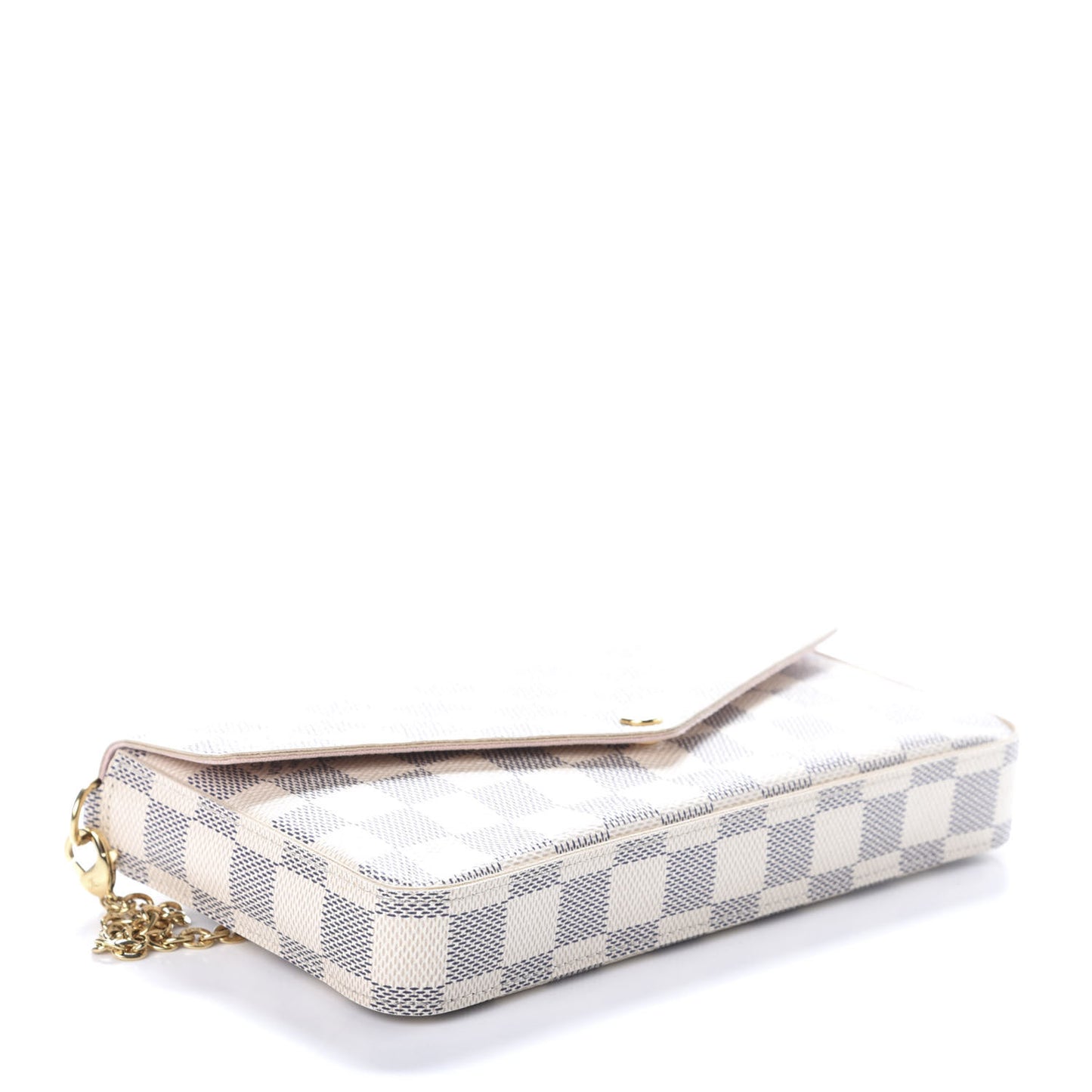 Damier Azur Pochette Felicie Chain Wallet Rose Ballerine