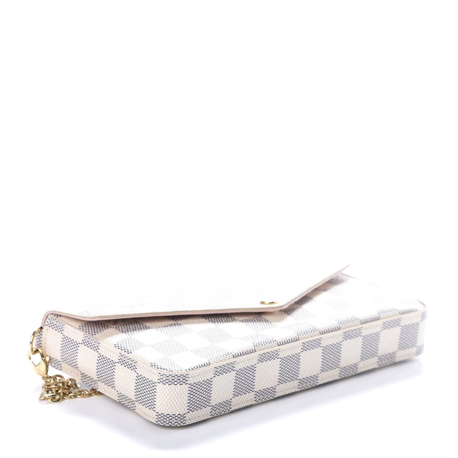 Louis Vuitton Damier Azur Pochette Felicie Chain Wallet Rose Ballerine 4 of 9