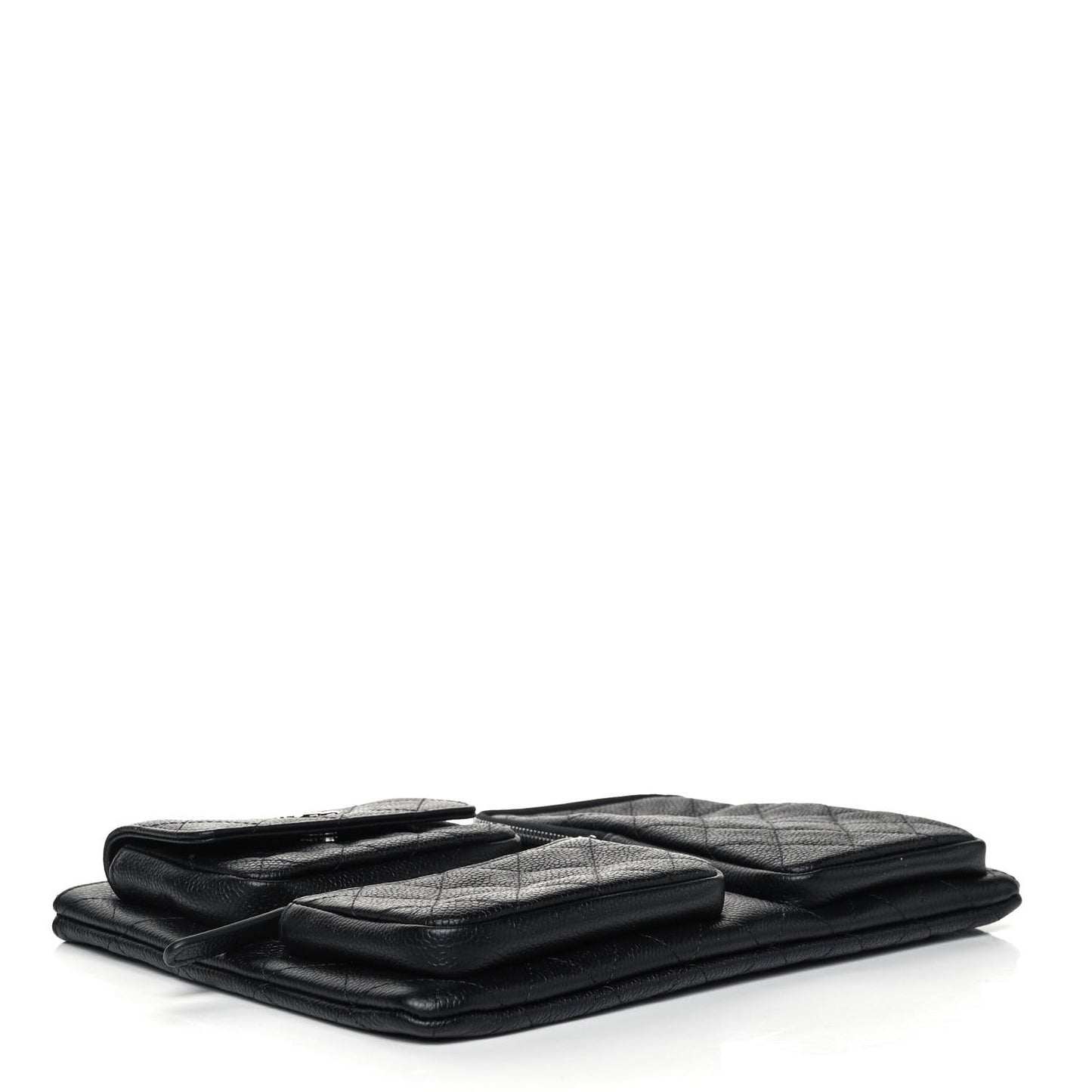 Caviar Quilted Zipped Multi Pouch Black