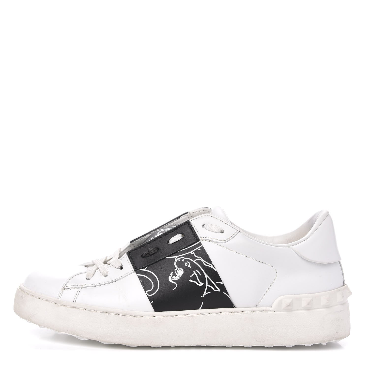 Valentino Garavani Calfskin Panther Womens Rockstud Open Sneakers 39 White 1 of 9