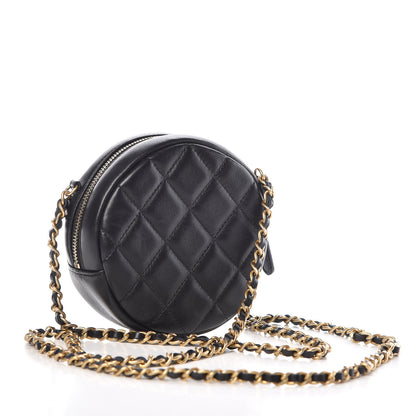 Chanel Lambskin Quilted Studded Round Clutch With Chain Black 3 of 8