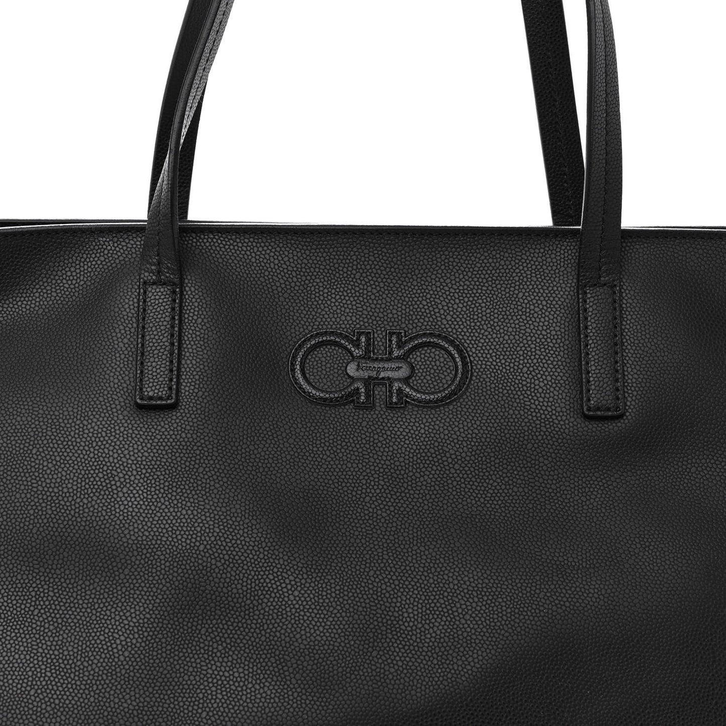 SALVATORE FERRAGAMO Calfskin Medium Tote Black