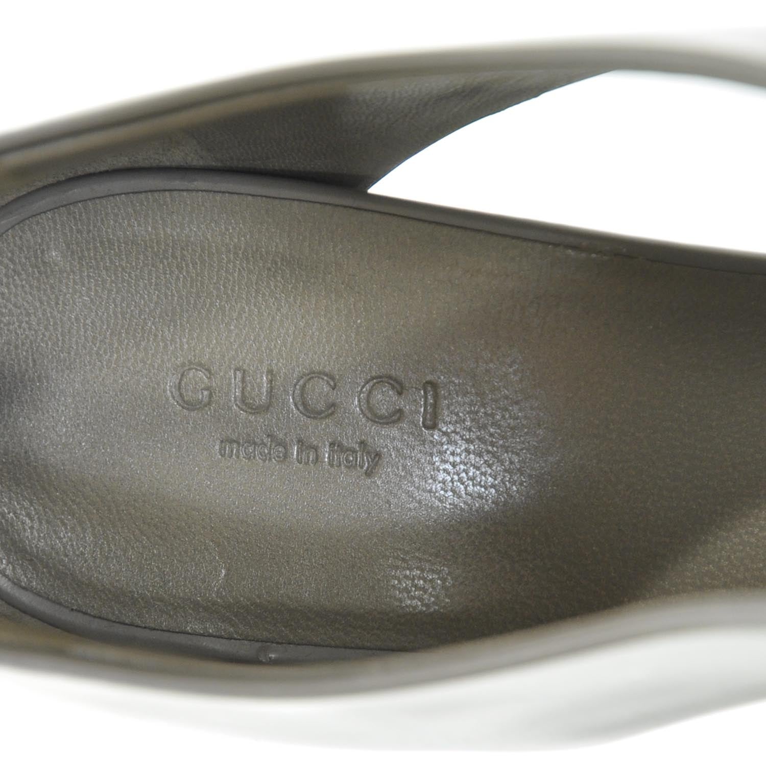 Gucci Leather Clemence Platform Wedge Sandals 38 Grey 7 of 7