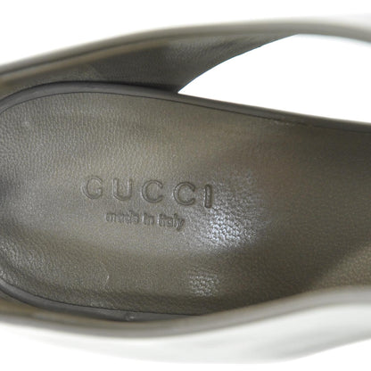 Gucci Leather Clemence Platform Wedge Sandals 38 Grey 7 of 7
