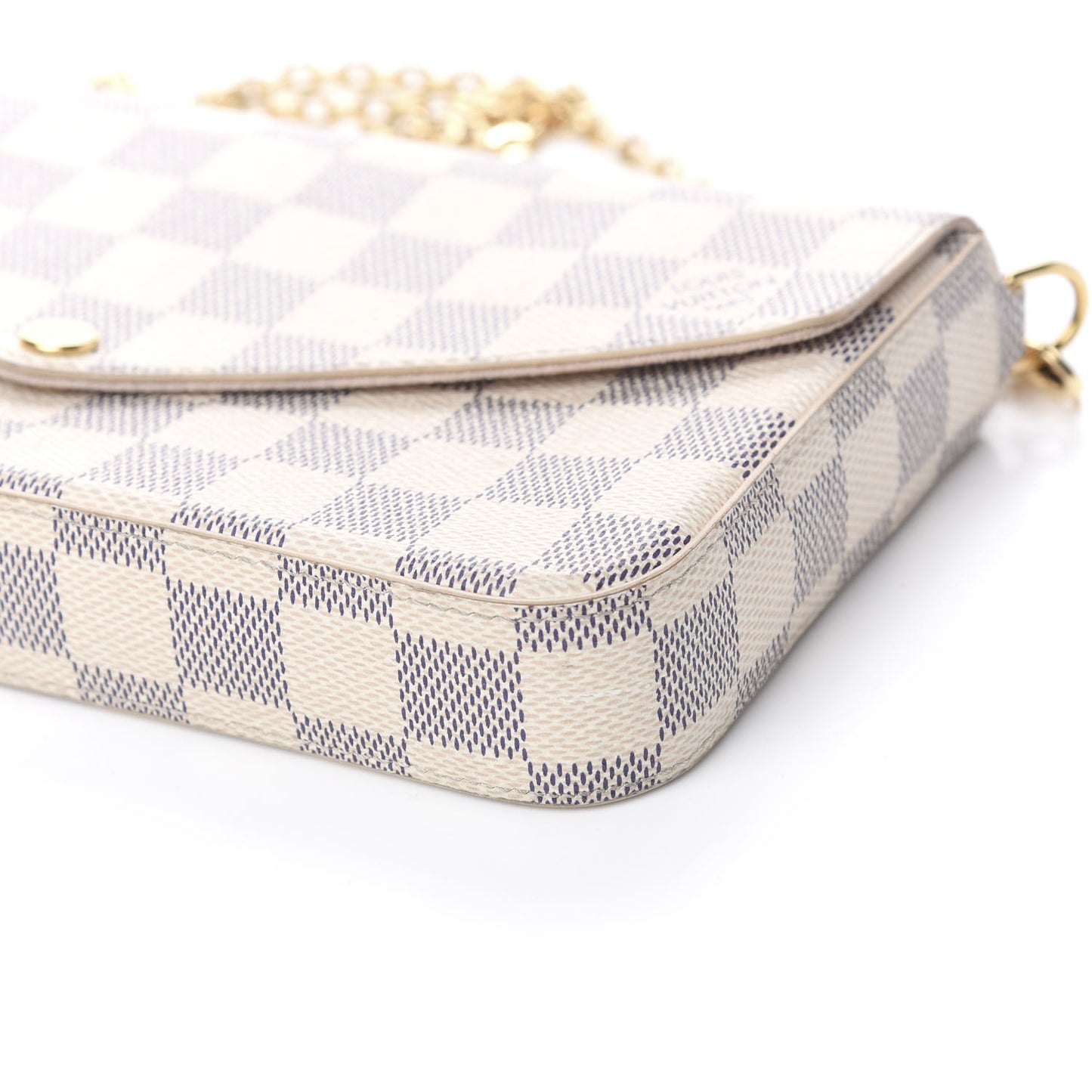 Damier Azur Pochette Felicie Chain Wallet Rose Ballerine