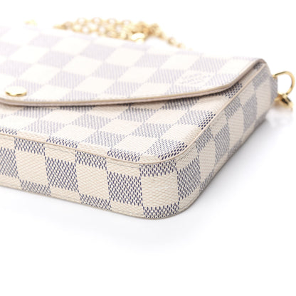 Louis Vuitton Damier Azur Pochette Felicie Chain Wallet Rose Ballerine 17 of 18