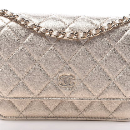 Chanel Metallic Lambskin Quilted Mini Wallet On Chain WOC Gold 11 of 12