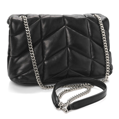 Saint Laurent Lambskin Quilted Toy Loulou Puffer Monogram Chain Satchel Black 3 of 10