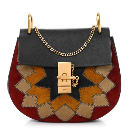 Chloe Suede Calfskin Wonder Woman Patchwork Drew Shoulder Bag Black 1 of 13