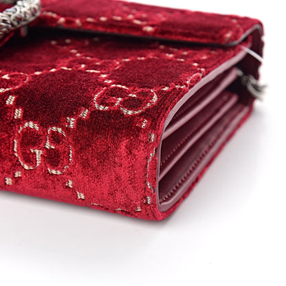 Gucci Velvet GG Monogram Mini Dionysus Chain Wallet Red Cipria 6 of 11