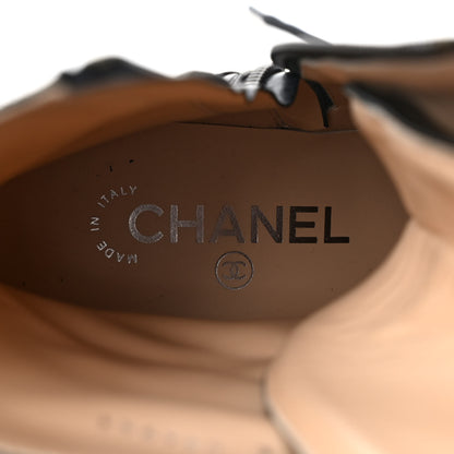 Chanel Crumpled Calfskin Lace Up Combat Boots 37 Black 7 of 10