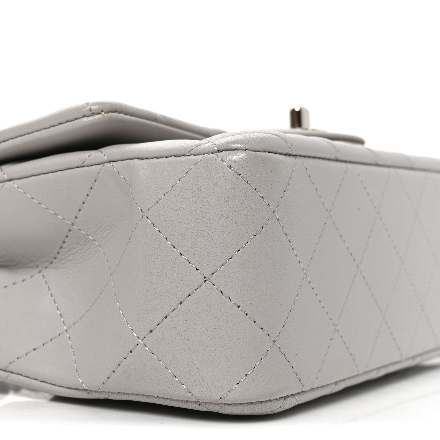 Chanel Lambskin Quilted Mini Rectangular Flap Light Grey 9 of 11