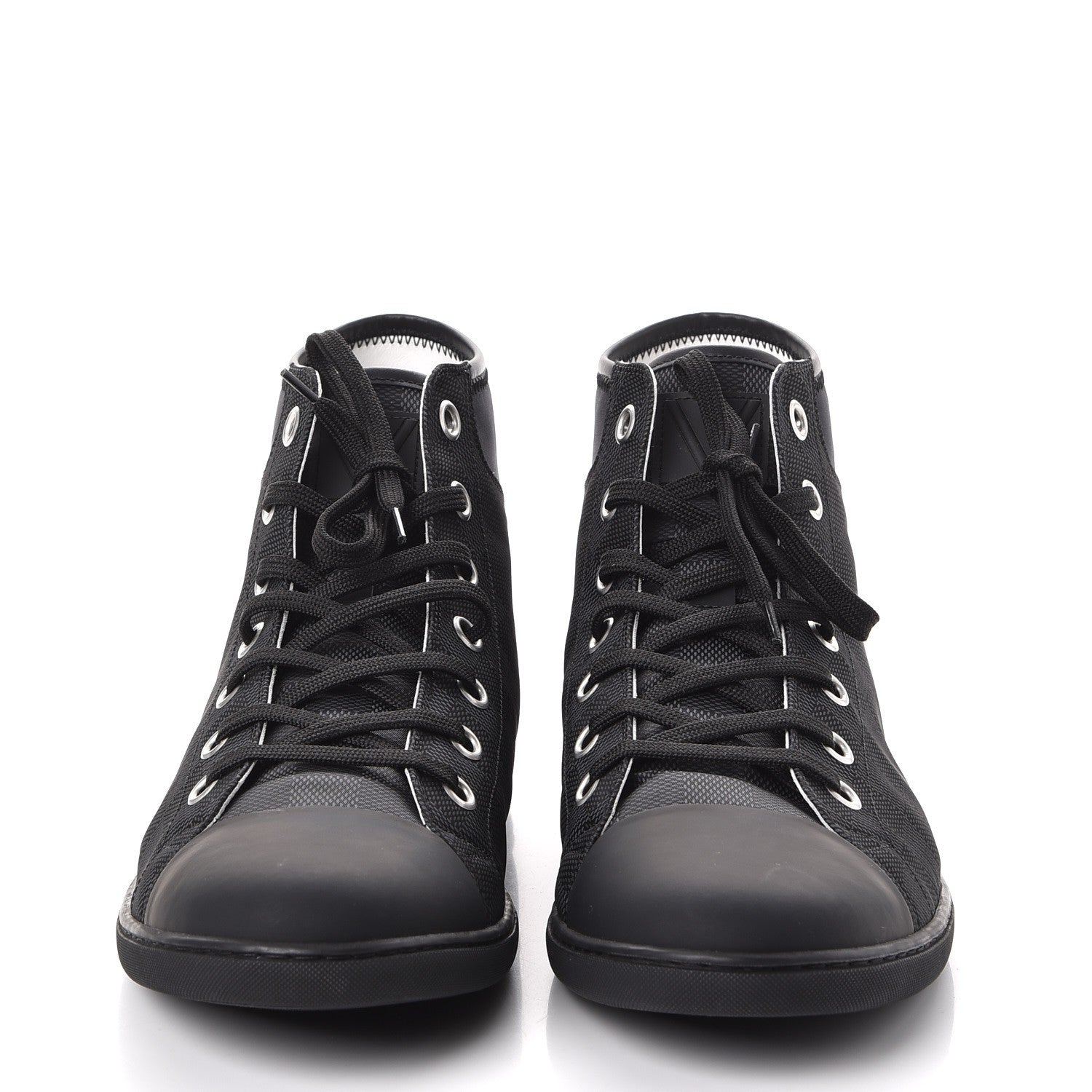 Louis Vuitton Nylon Damier Graphite Baseball High Top Sneaker Boots 9 2 of 9