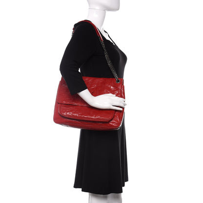 Saint Laurent Crinkled Calfskin Matelasse Monogram Large Niki Chain Satchel Rouge Eros 2 of 9
