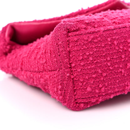 Saint Laurent Boucle Tweed Quilted Toy Loulou Puffer Monogram Chain Satchel Magenta 8 of 10