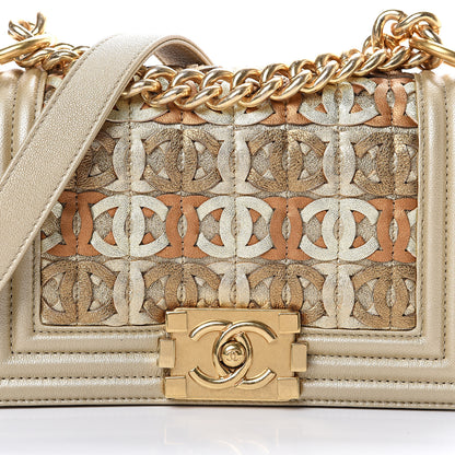 Chanel Metallic Lambskin Small Golden CC Boy Flap Gold 7 of 9