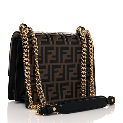 Fendi Vitello Liberty Bi-Color FF 1974 Embossed Small Kan U Shoulder Bag Maya Black 3 of 10