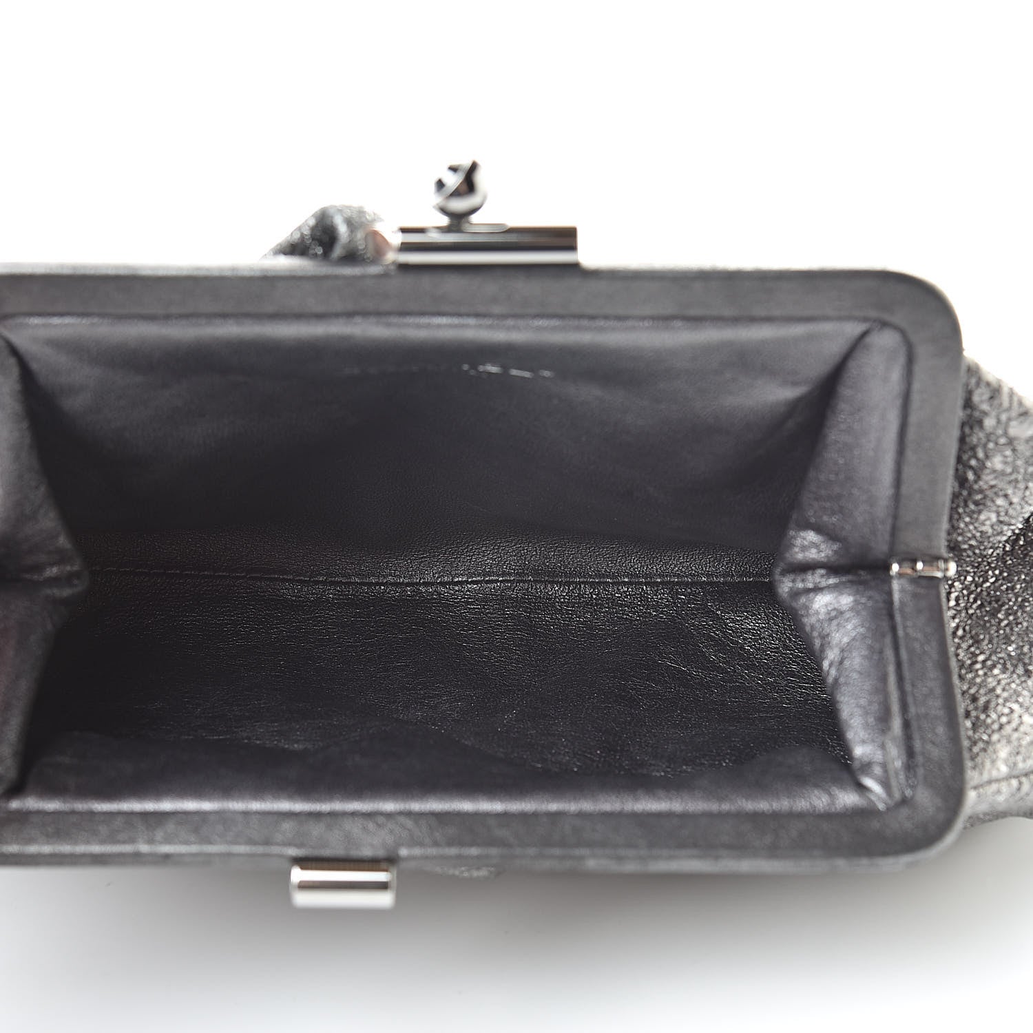 Chanel Metallic Crackled Calfskin Monte Carlo Clutch Dark Silver 5 of 8