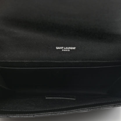 Saint Laurent Grain De Poudre Matelasse Chevron Monogram Envelope Clutch Black 5 of 10