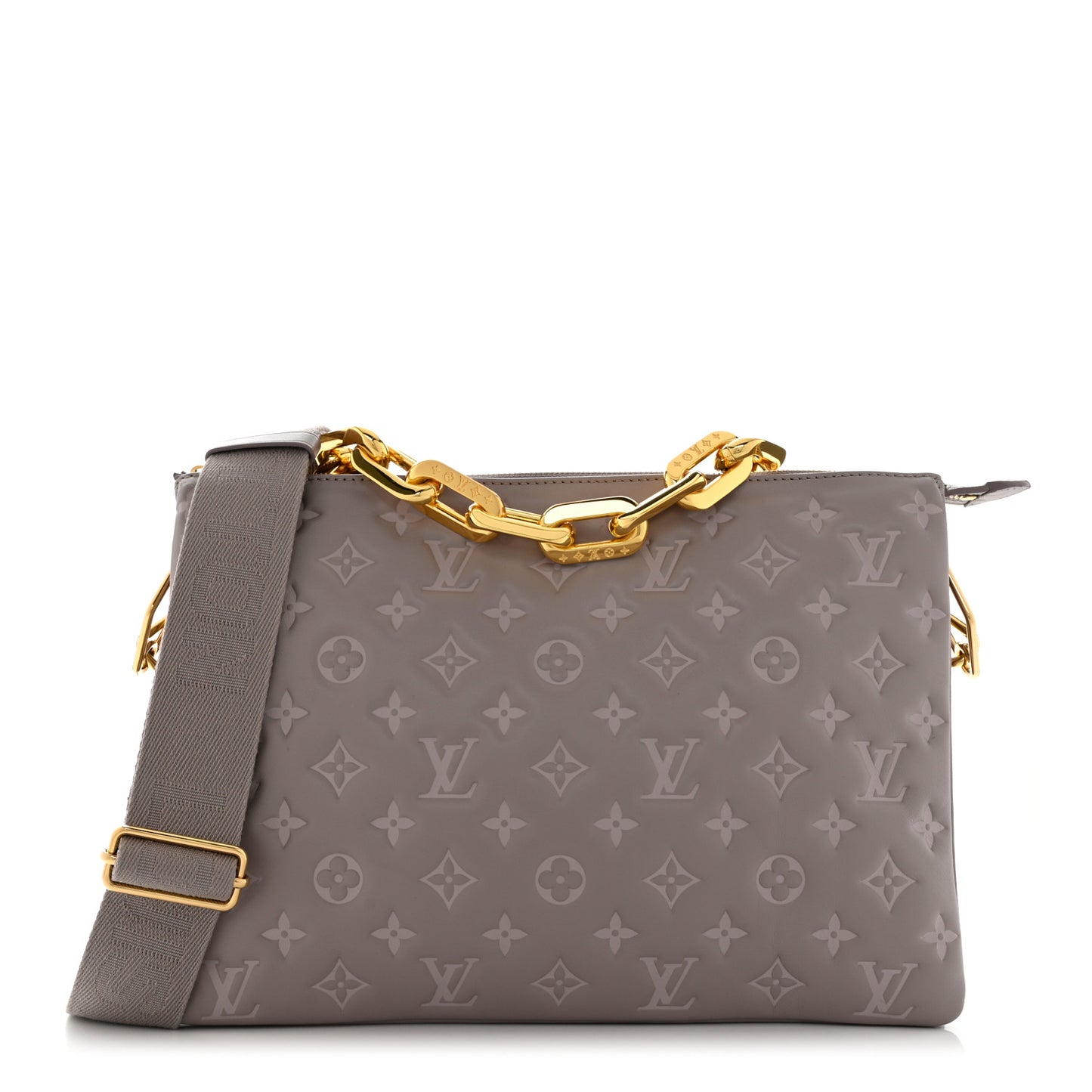 Lambskin Embossed Monogram Coussin MM Grey