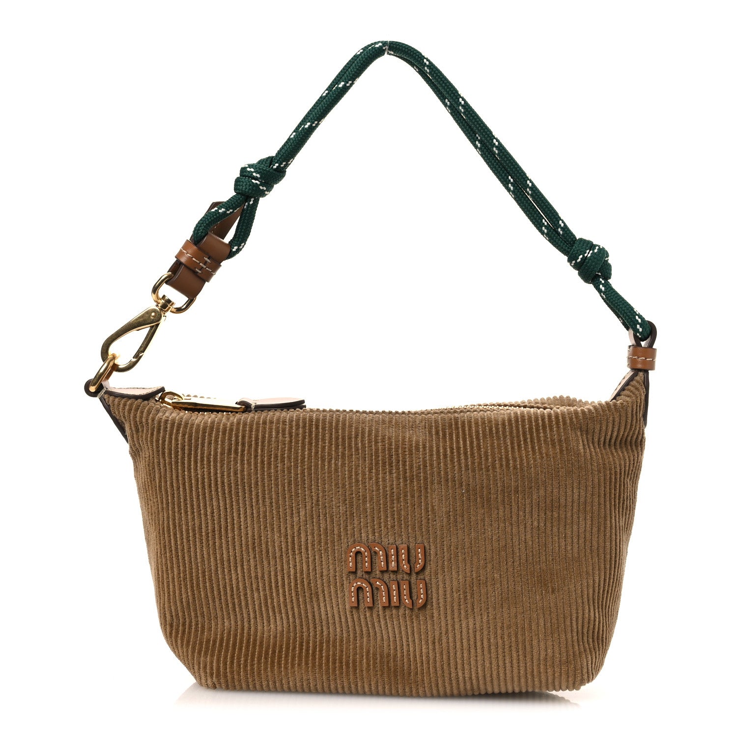 Miu Miu Corduroy Pouch Bag Cannella Verde 1 of 8