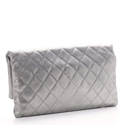 Chanel Metallic Calfskin Quilted Pixel Effect CC Beauty Clutch Silver 3 of 9