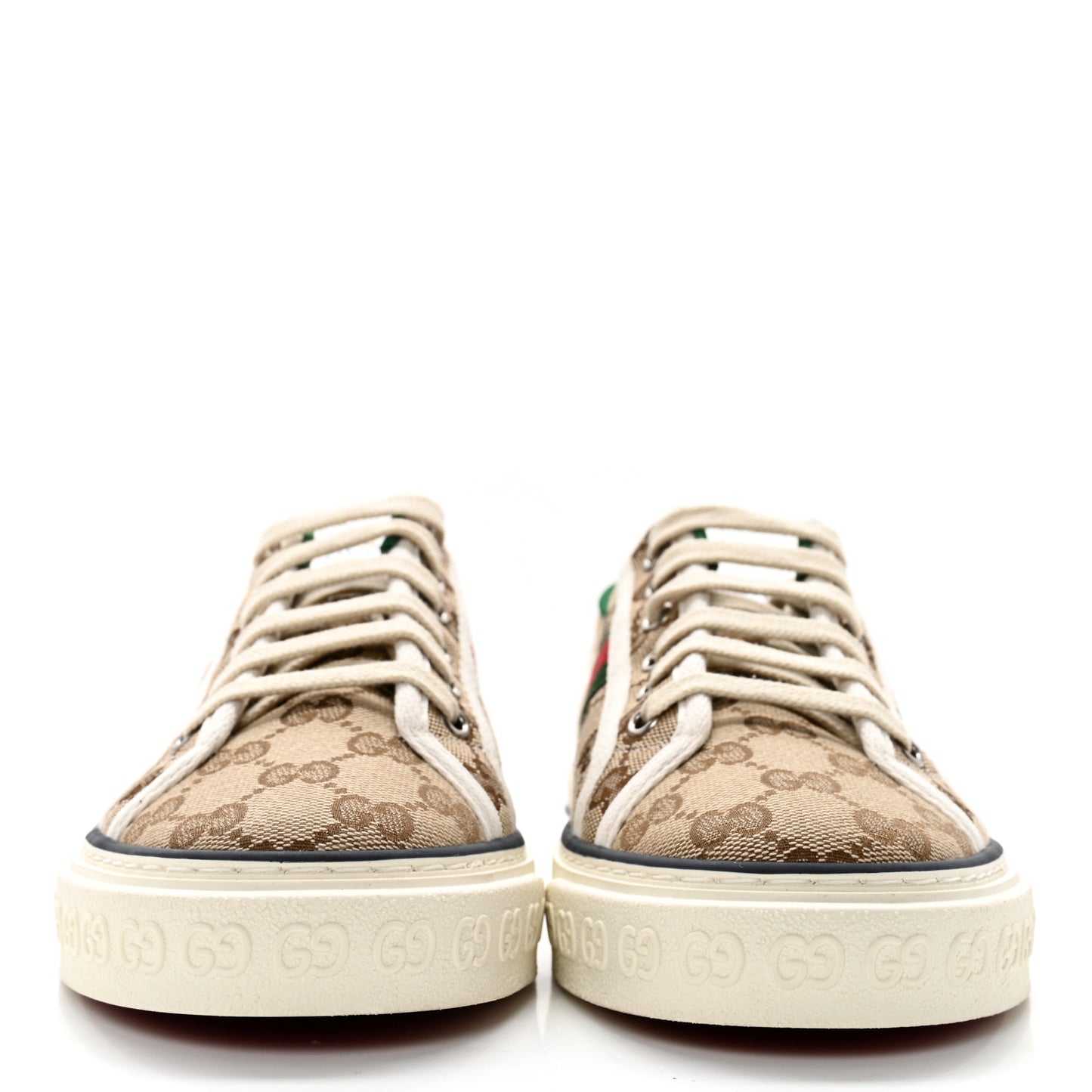 GG Monogram Web Womens 1977 Tennis Sneakers 39 Beige Ebony Mystic White