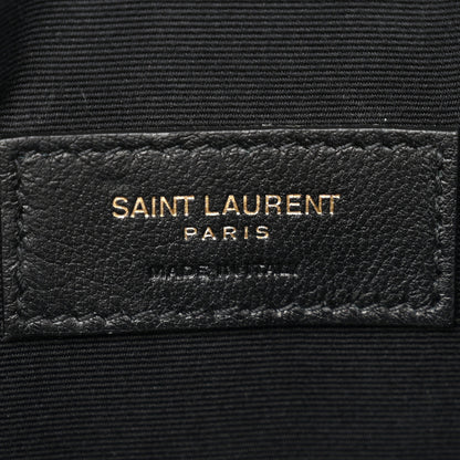 Saint Laurent Calfskin Crocodile Embossed Uptown Monogram Pouch Black 6 of 7