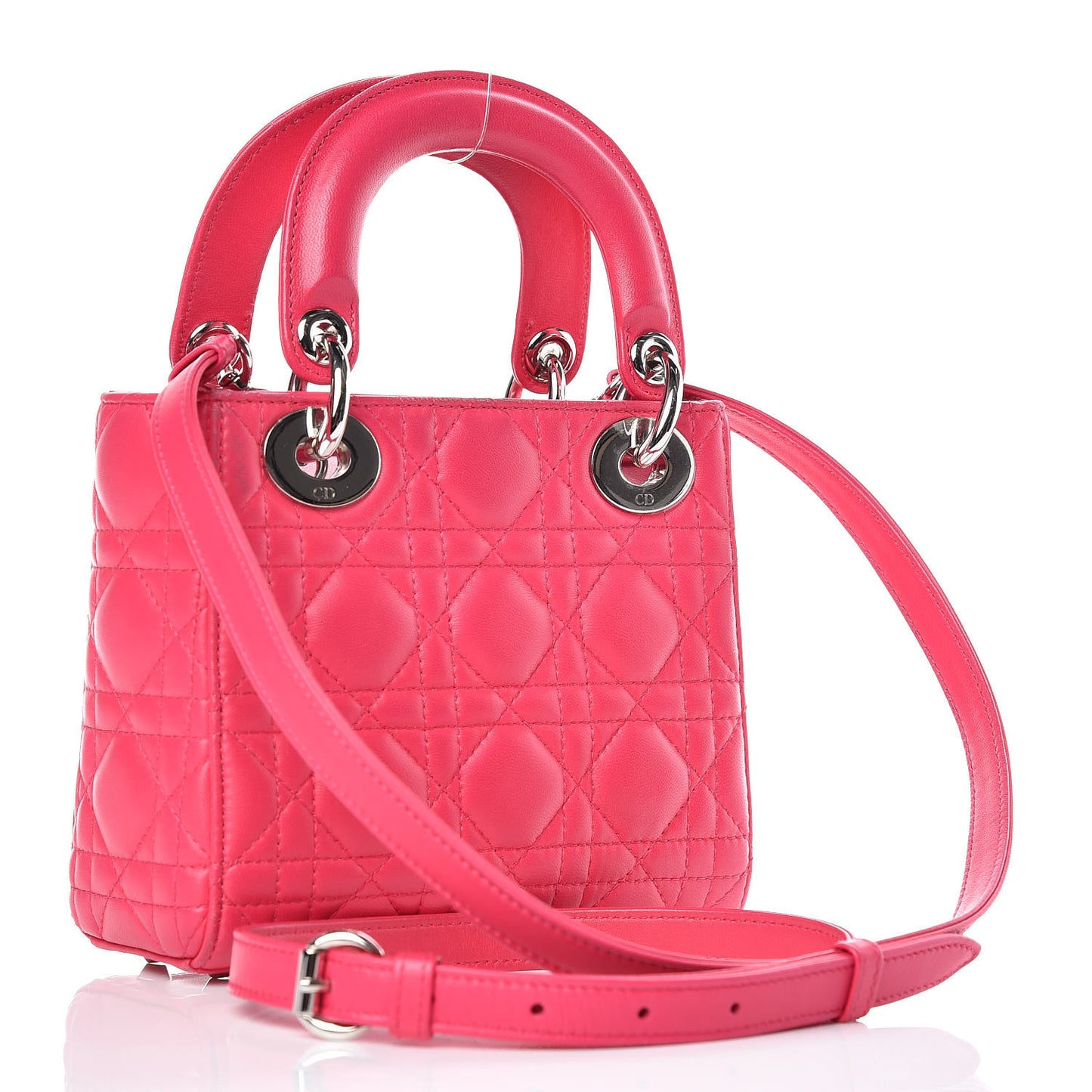 Lambskin Cannage Mini Lady Dior Fuchsia