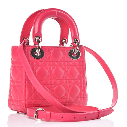 Christian Dior Lambskin Cannage Mini Lady Dior Fuchsia 3 of 12