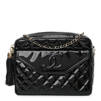 Chanel Patent Quilted Tassel Camera Case Black 1 of 14