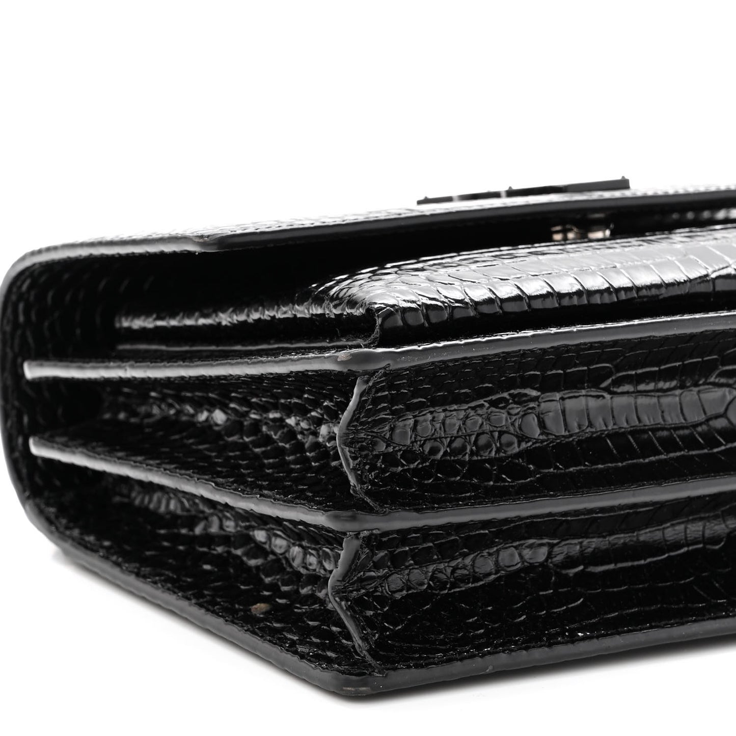 Calfskin Crocodile Embossed Medium Monochrome Monogram Sunset Black