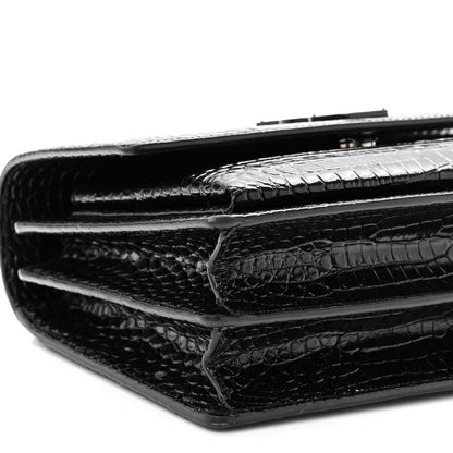 Saint Laurent Calfskin Crocodile Embossed Medium Monochrome Monogram Sunset Black 8 of 10