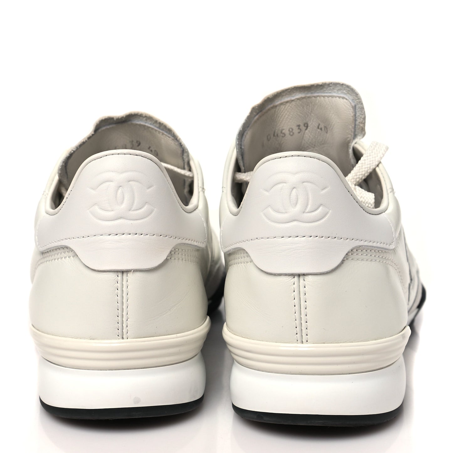 Shiny Calfskin Suede Quilted CC Logo Sneakers 40 White