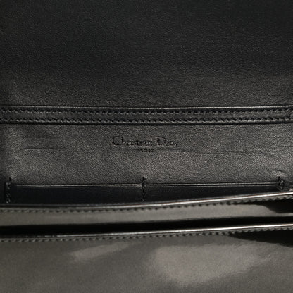 Christian Dior Metallic Patent Micro-Cannage Diorama Wallet on Chain Pouch Onyx Black 6 of 13