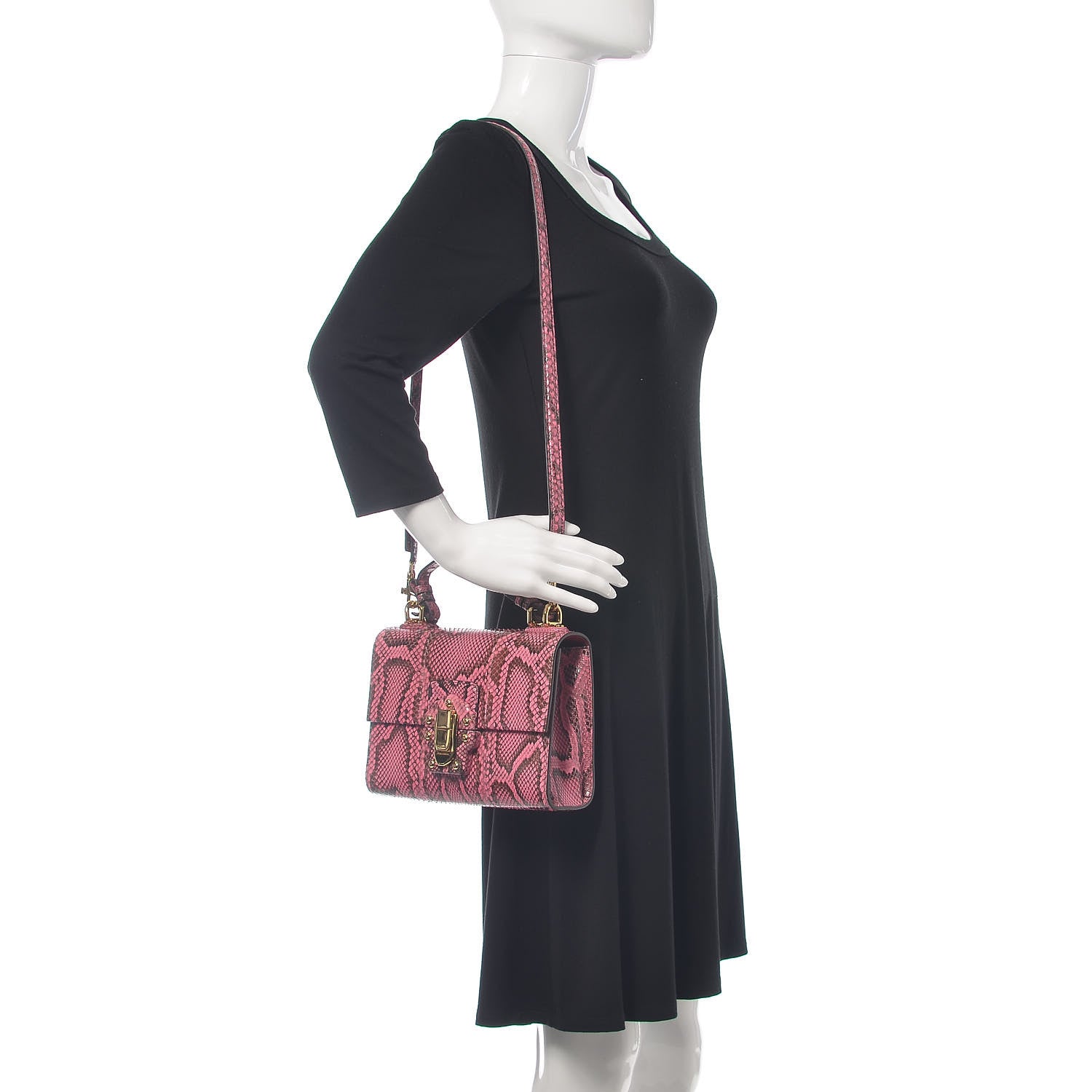 Dolce & Gabbana Python Lucia Top Handle Bag Raspberry 2 of 13