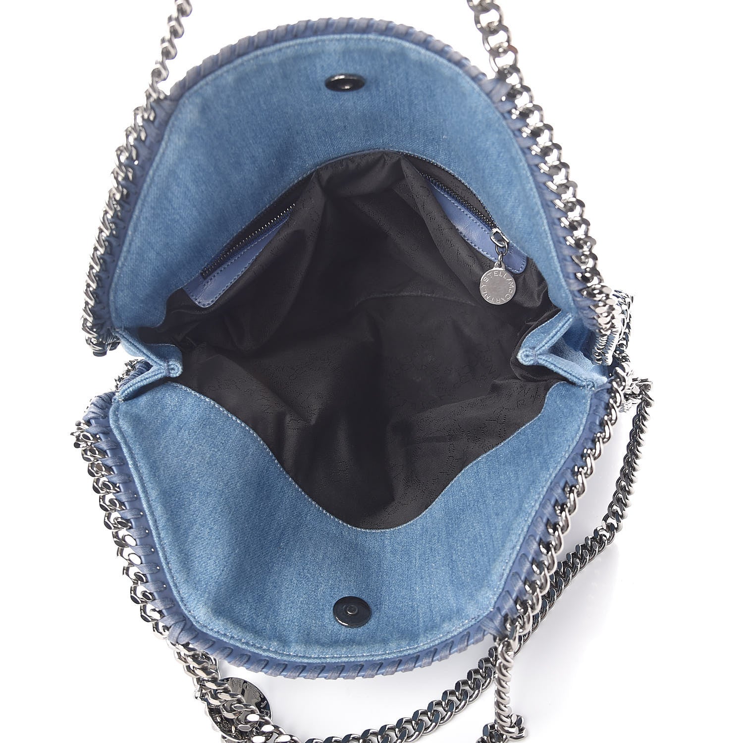 Stella McCartney Eco Denim Embroidered Zigarette Falabella Fold Over Tote Blue 5 of 9