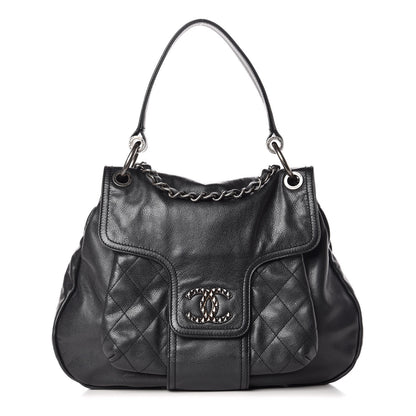 Chanel Glazed Caviar Flap Hobo Dark Grey 1 of 10