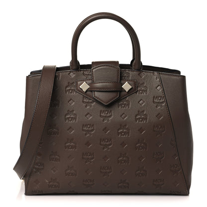 MCM Calfskin Ottomar Monogram Medium Essential Tote Chestnut 1 of 12