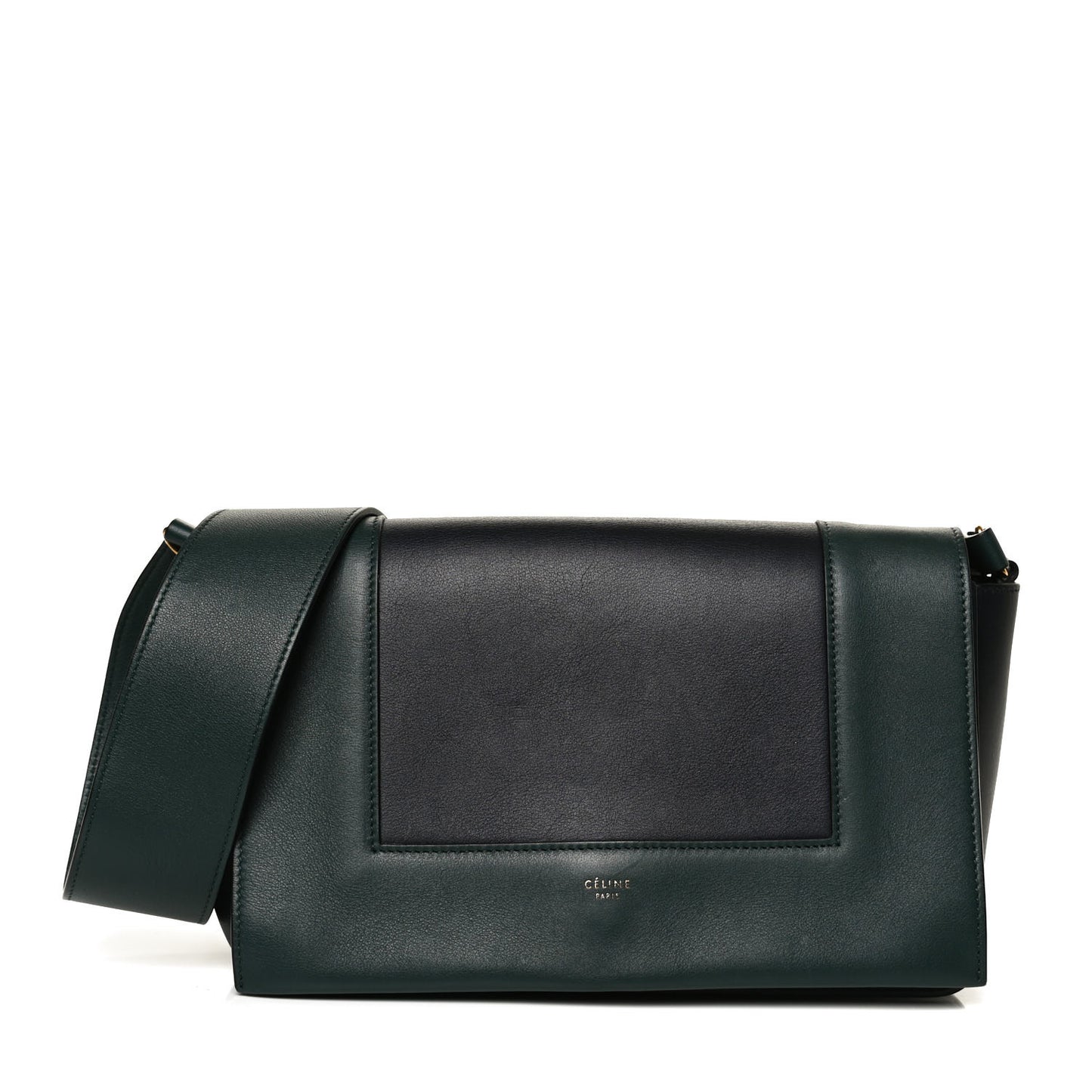 Shiny Smooth Calfskin Medium Frame Shoulder Bag Amazone Dark Navy