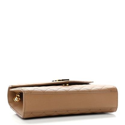Saint Laurent Grain De Poudre Textured Mixed Matelasse Medium Triquilt Monogram Satchel Dark Beige 4 of 11