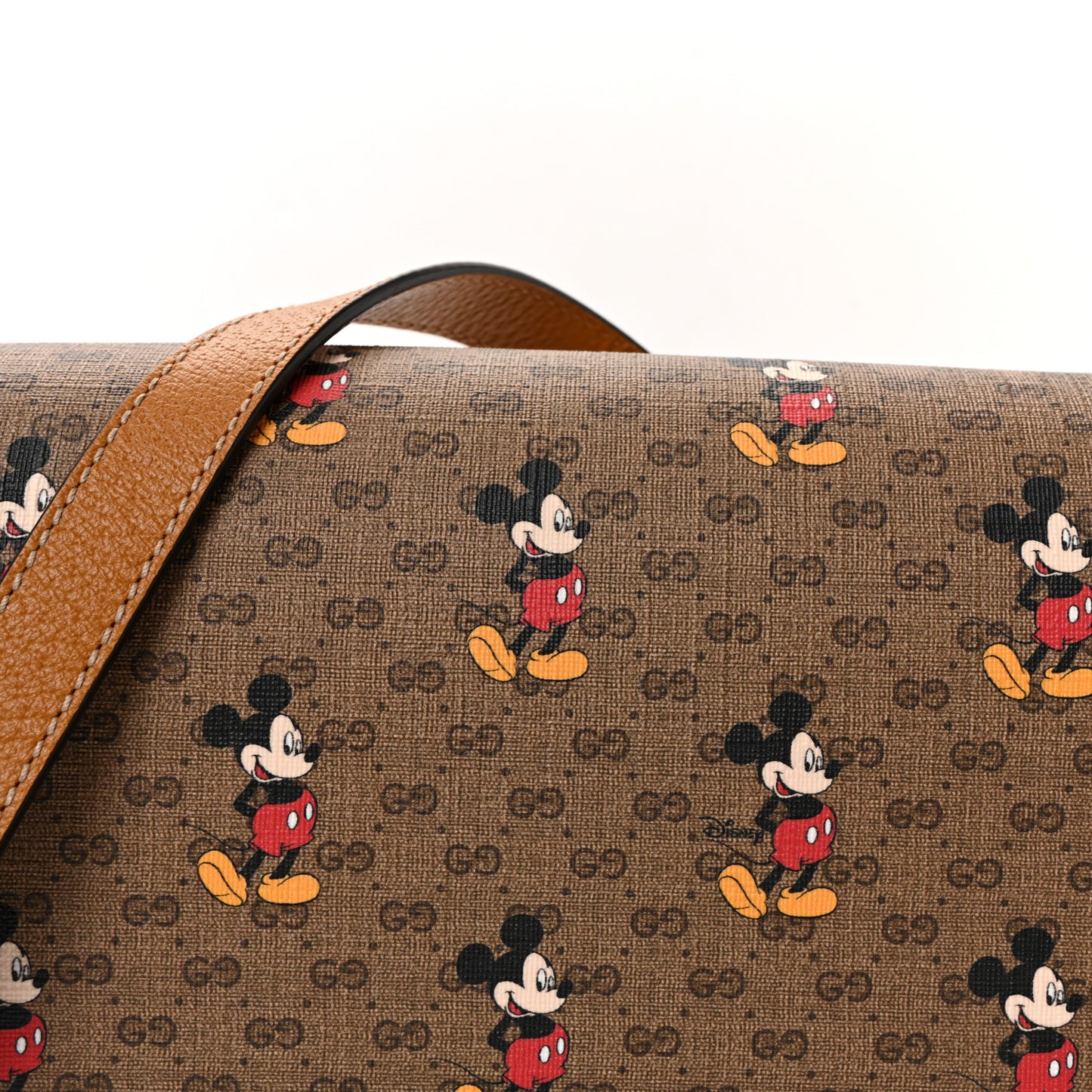 X DISNEY Mini Vintage GG Supreme Monogram Mickey Mouse Small Flap Messenger Bag Beige Vintage Sun Oil