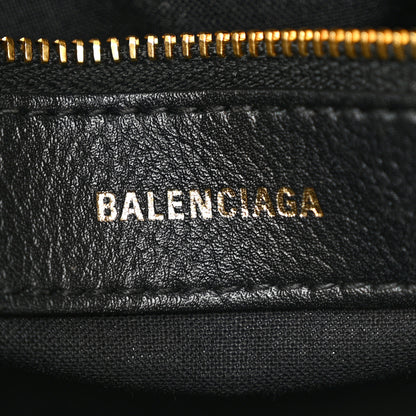 Balenciaga Grained Calfskin Logo S Ville Top Handle Bag Black White 6 of 10
