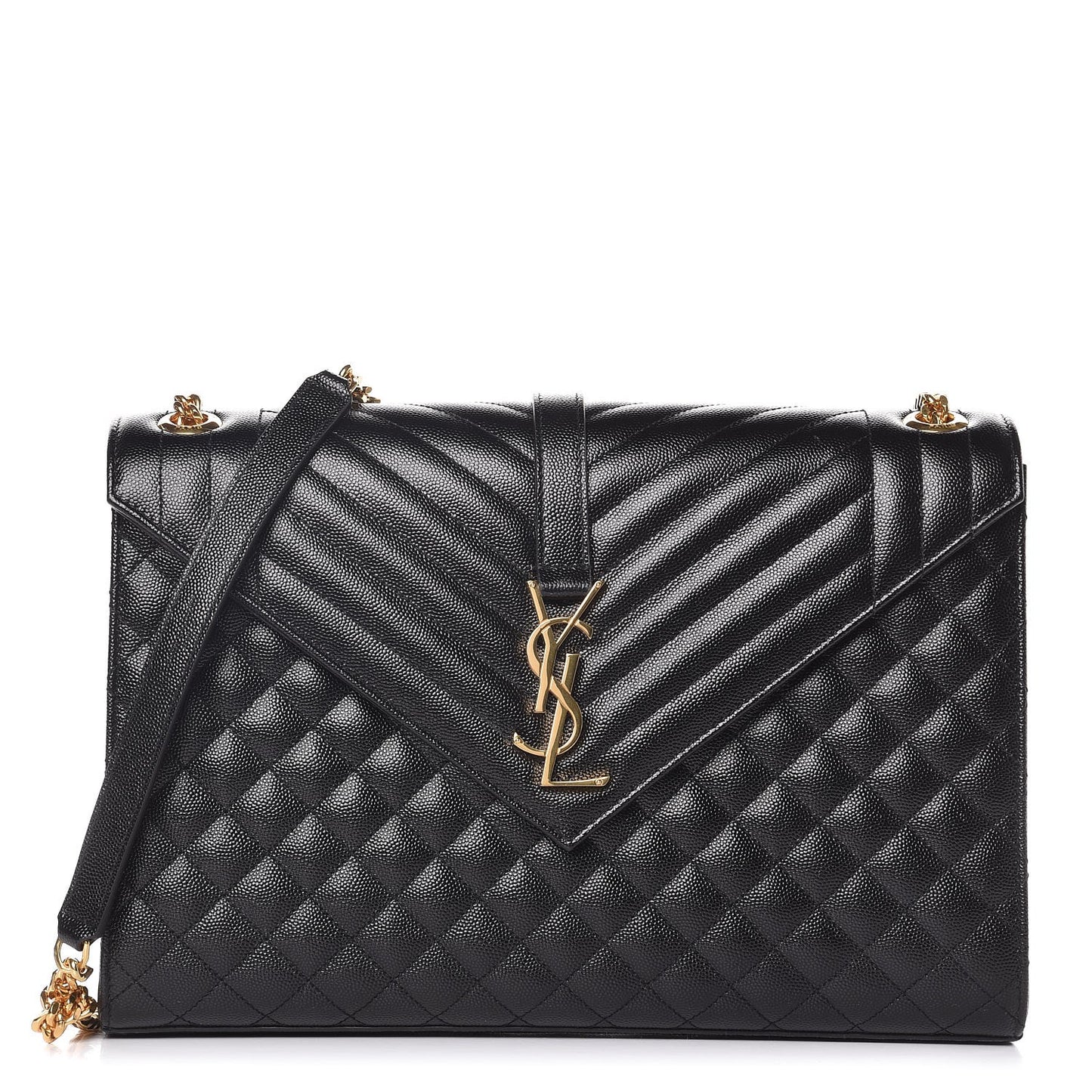Grain De Poudre Textured Mixed Matelasse Large Triquilt Monogram Satchel Black