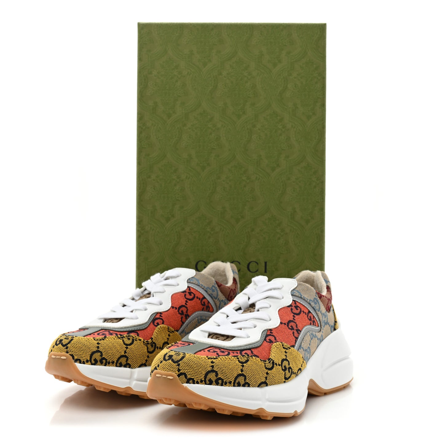 Monogram Multicolor Demetra Womens Rhyton Sneakers 36 Yellow Blue Great White Tabasco
