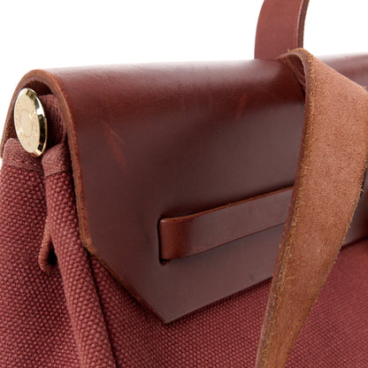 Hermes Toile Calfskin Herbag 39 GM Rouge H 20 of 20