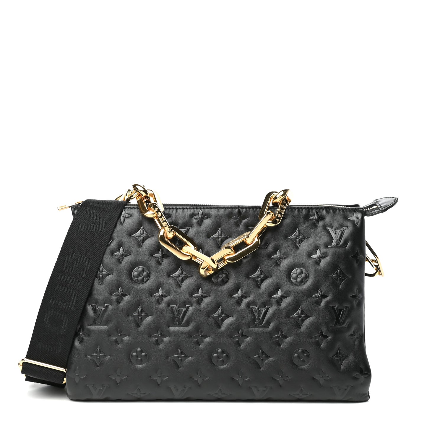 Lambskin Embossed Monogram Coussin MM Black