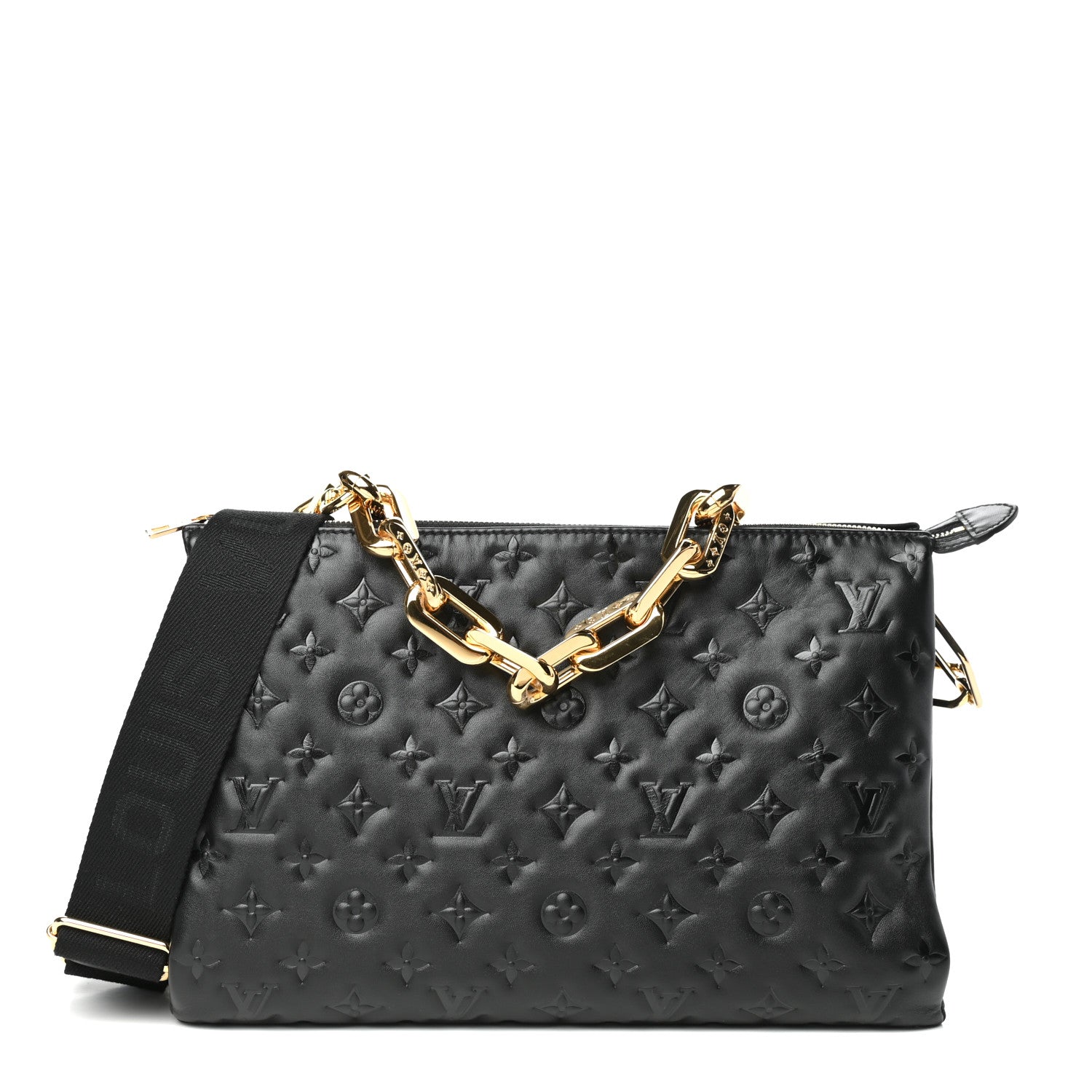 Louis Vuitton Lambskin Embossed Monogram Coussin MM Black 1 of 8