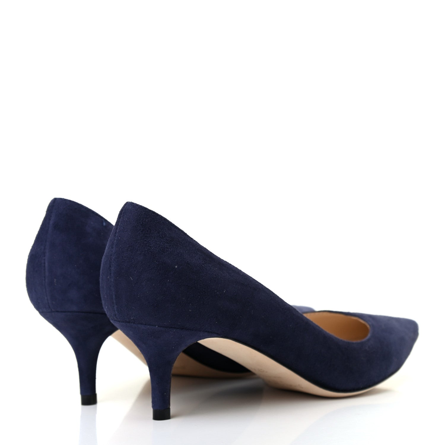 Jimmy Choo Suede Pointy Toe Aza 40 Kitten Heel Pumps 37.5 Navy 4 of 7